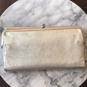 Silver Leather Hobo Wallet